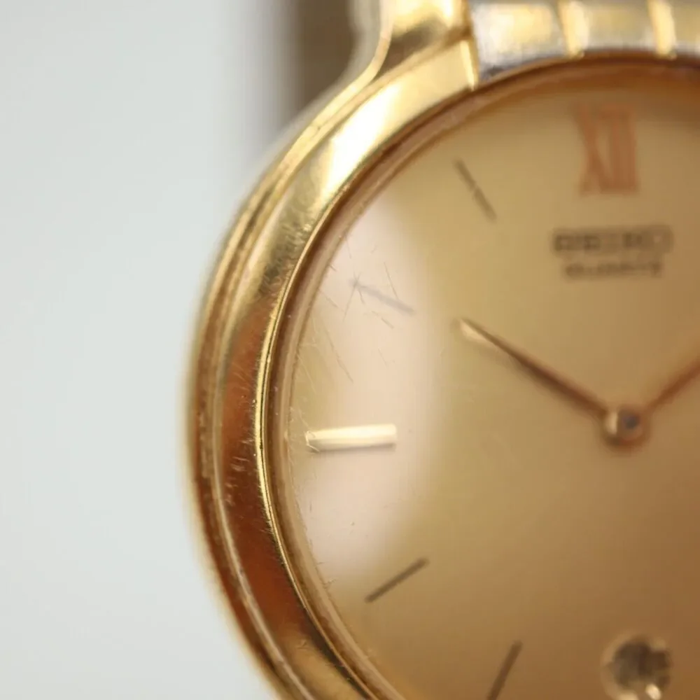 Vintage Seiko Gold Tone Watch Unisex 32mm Date Dial 7N29-6090 w New Battery